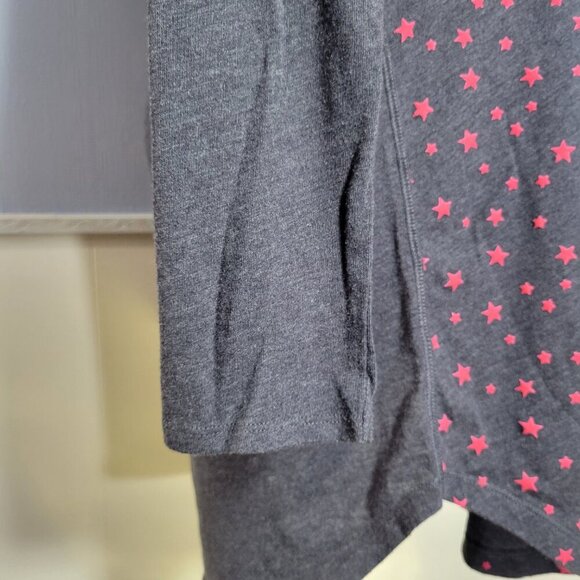 Victoria's Secret Extra Small Gray Pink Stars Longsleeve Tunic Sleep Shirt - Picture 5 of 9